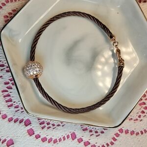 Sparkly Rose Goldtone & Copper Pave Ball Bracelet